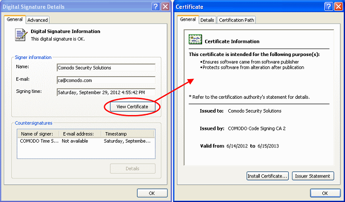 comodo code signing certificate installation